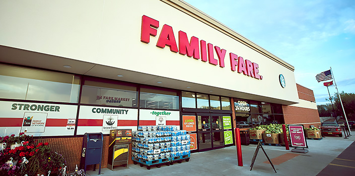 A Family Fare retail grocery store entrance